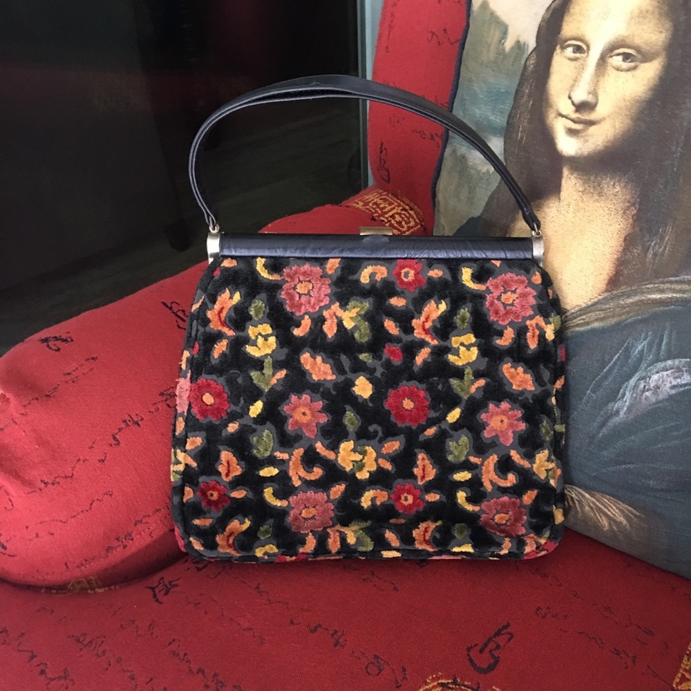 Vintage Tapestry Black Bag